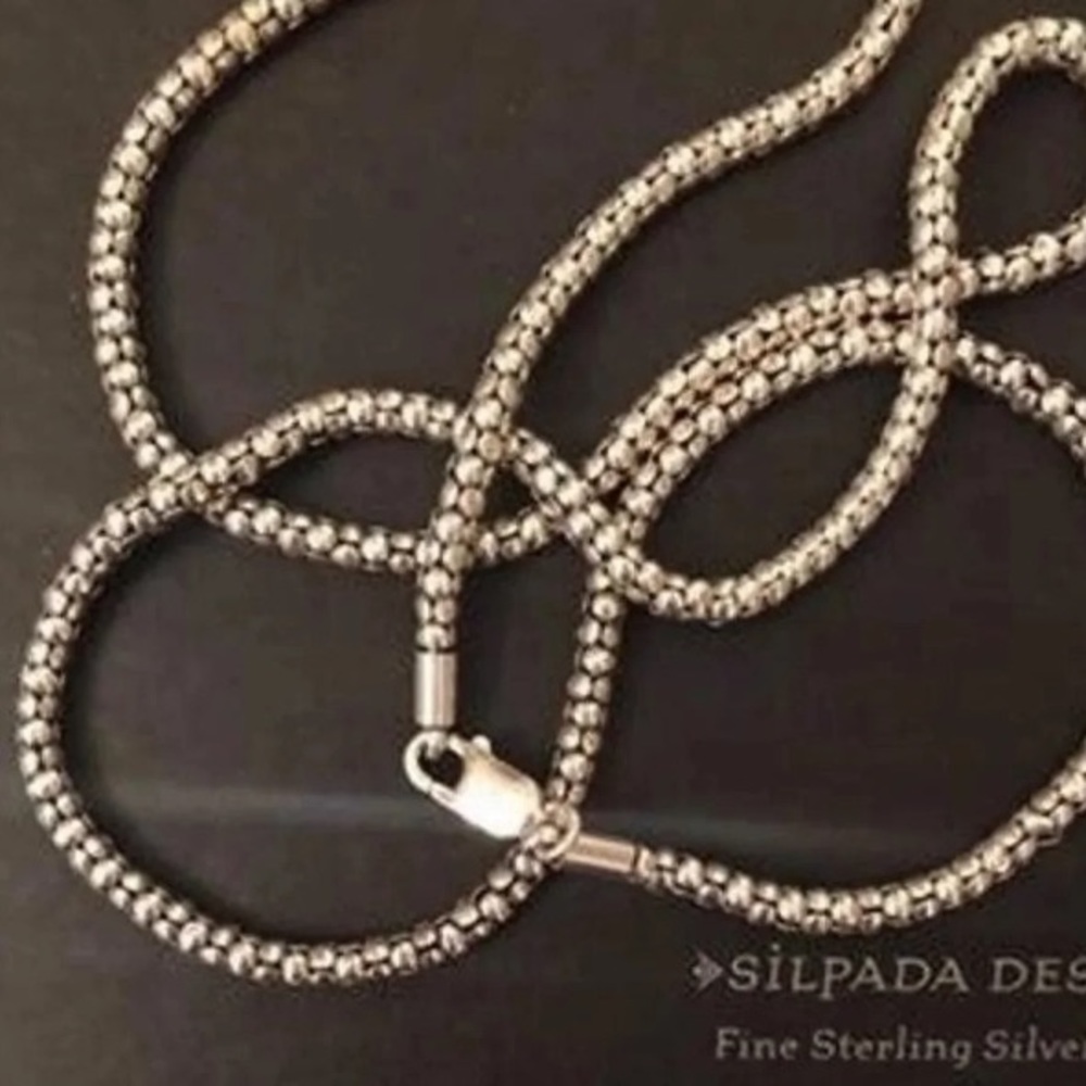 Silpada 30” Oxidized Sterling Silver Popcorn Necklace N1486 - Picture 10 of 10